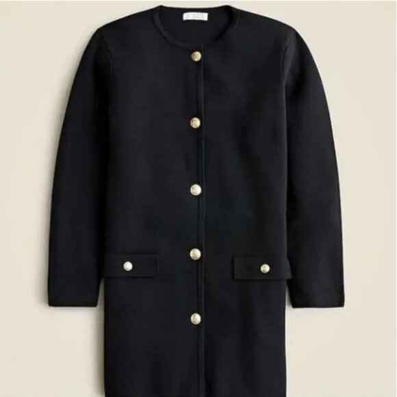 J. Crew Giselle Relaxed Fit Gold Button Black Long Sweater Blazer Size Large - Picture 3 of 11